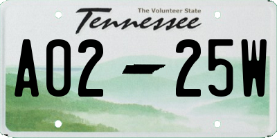 TN license plate A0225W