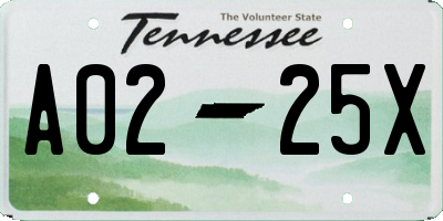 TN license plate A0225X