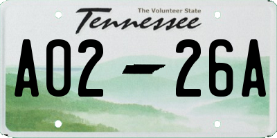 TN license plate A0226A