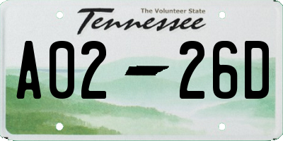 TN license plate A0226D