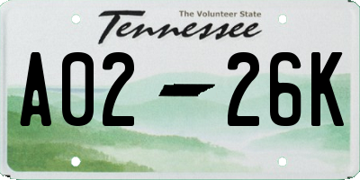 TN license plate A0226K