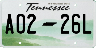 TN license plate A0226L