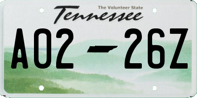 TN license plate A0226Z