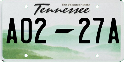 TN license plate A0227A