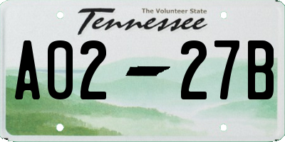 TN license plate A0227B