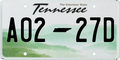 TN license plate A0227D