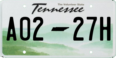 TN license plate A0227H