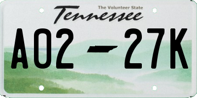 TN license plate A0227K