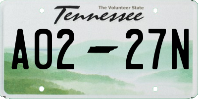 TN license plate A0227N