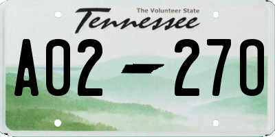 TN license plate A0227O