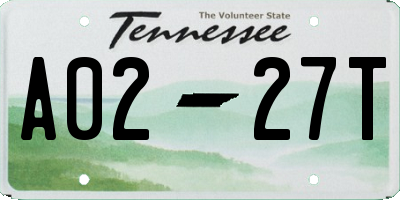 TN license plate A0227T