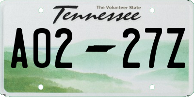 TN license plate A0227Z