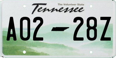 TN license plate A0228Z