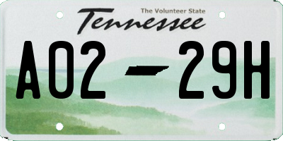 TN license plate A0229H