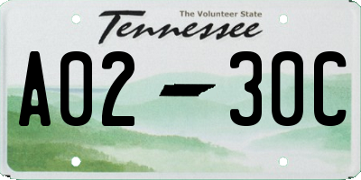 TN license plate A0230C