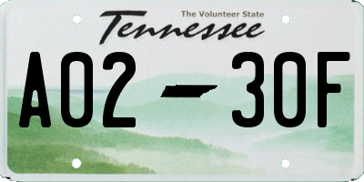 TN license plate A0230F