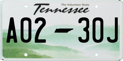 TN license plate A0230J