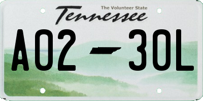 TN license plate A0230L