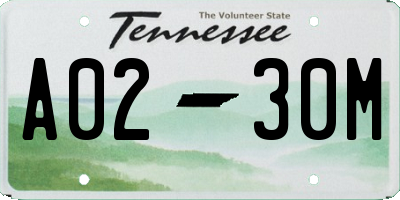 TN license plate A0230M