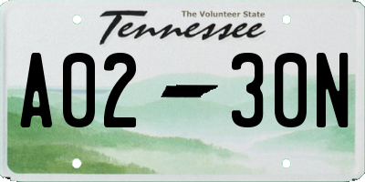 TN license plate A0230N