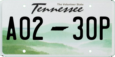 TN license plate A0230P