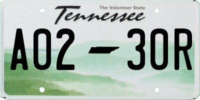 TN license plate A0230R