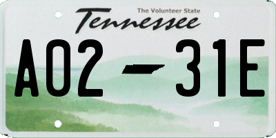 TN license plate A0231E