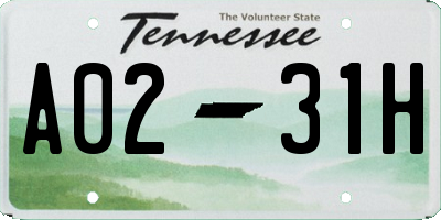 TN license plate A0231H