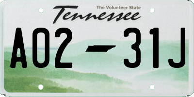 TN license plate A0231J