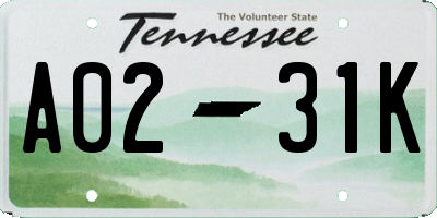 TN license plate A0231K