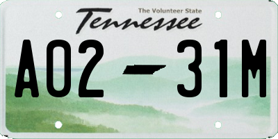 TN license plate A0231M