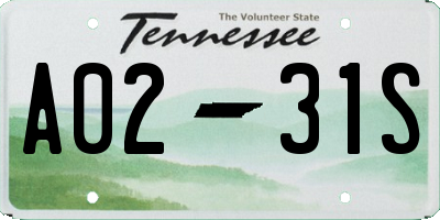 TN license plate A0231S