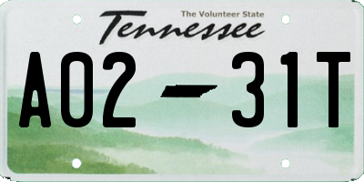 TN license plate A0231T