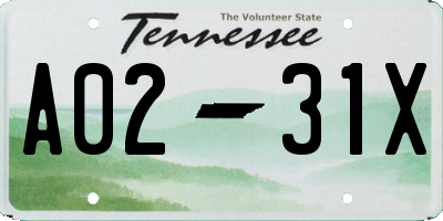 TN license plate A0231X