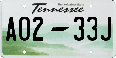 TN license plate A0233J