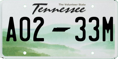 TN license plate A0233M