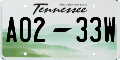 TN license plate A0233W