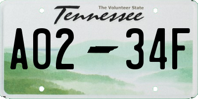 TN license plate A0234F