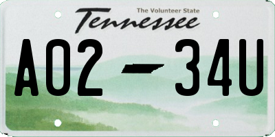 TN license plate A0234U