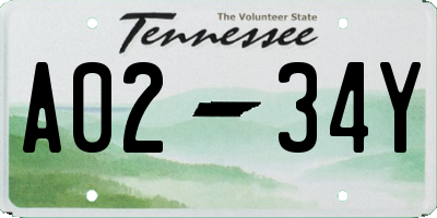TN license plate A0234Y
