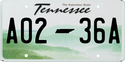 TN license plate A0236A