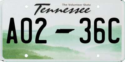 TN license plate A0236C