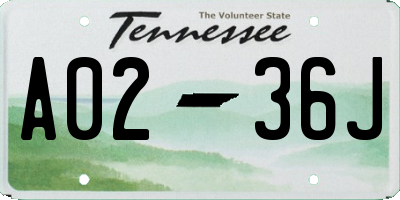 TN license plate A0236J