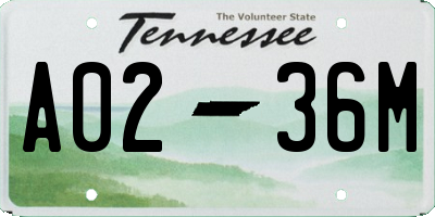 TN license plate A0236M