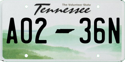 TN license plate A0236N