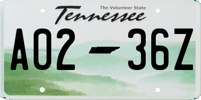 TN license plate A0236Z
