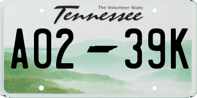 TN license plate A0239K