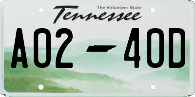 TN license plate A0240D