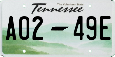 TN license plate A0249E