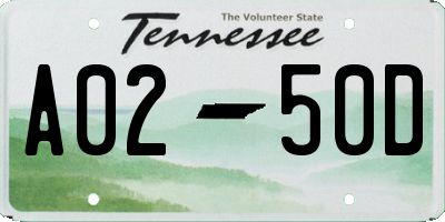 TN license plate A0250D